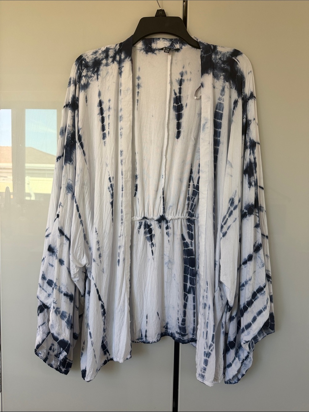 Tie-Dye Navy & White Swim Coverup Kimono